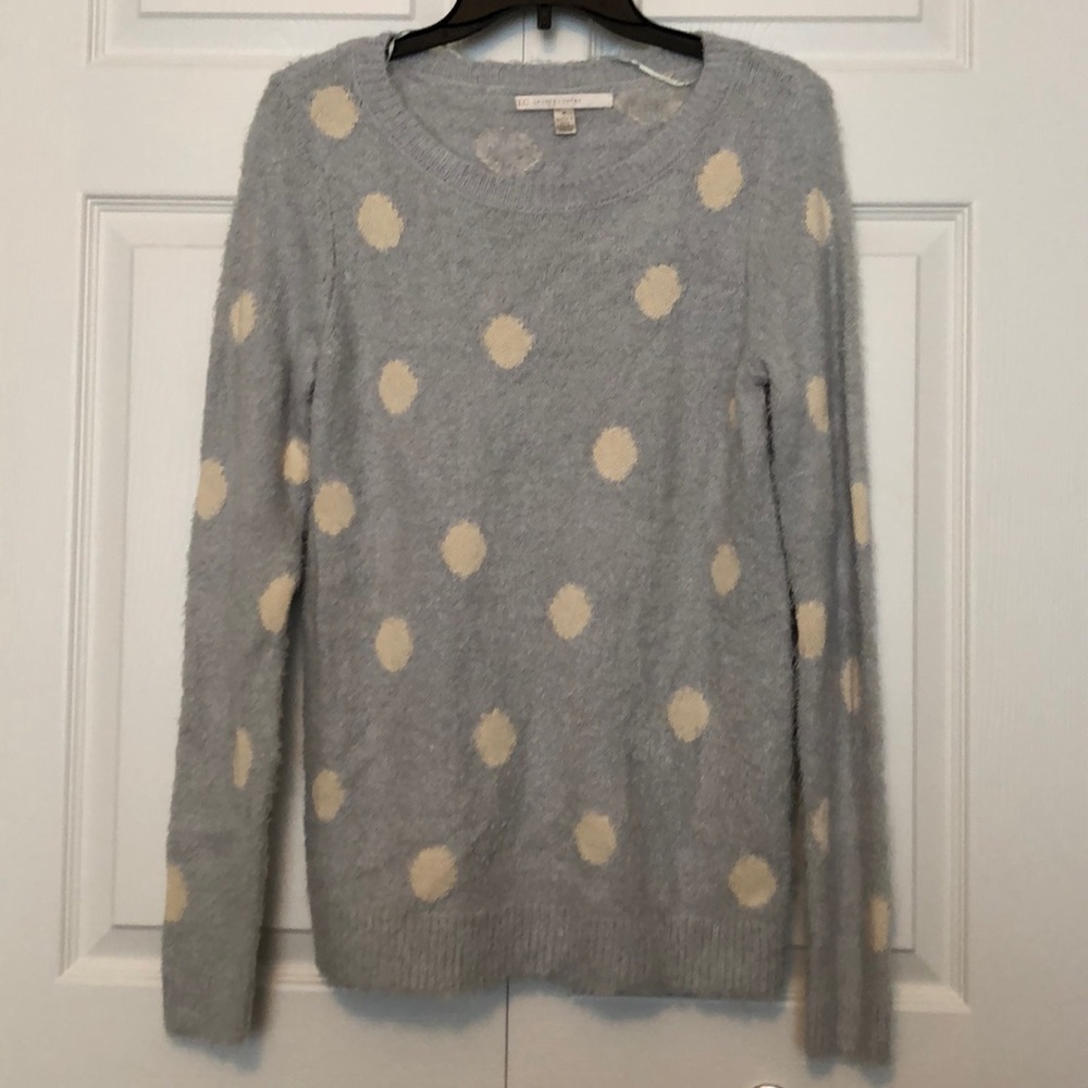 LC Lauren Conrad Blue/Gray Polka Dot Sweater